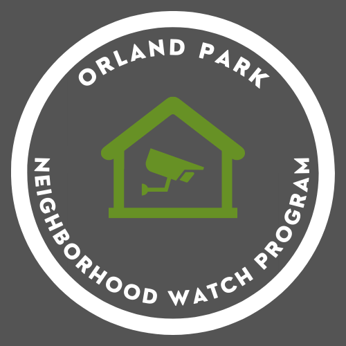 Neighborhood Watch Program Logo white with green camera detail in middle